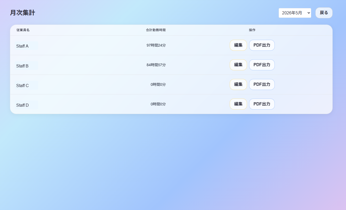 月次集計とPDF出力